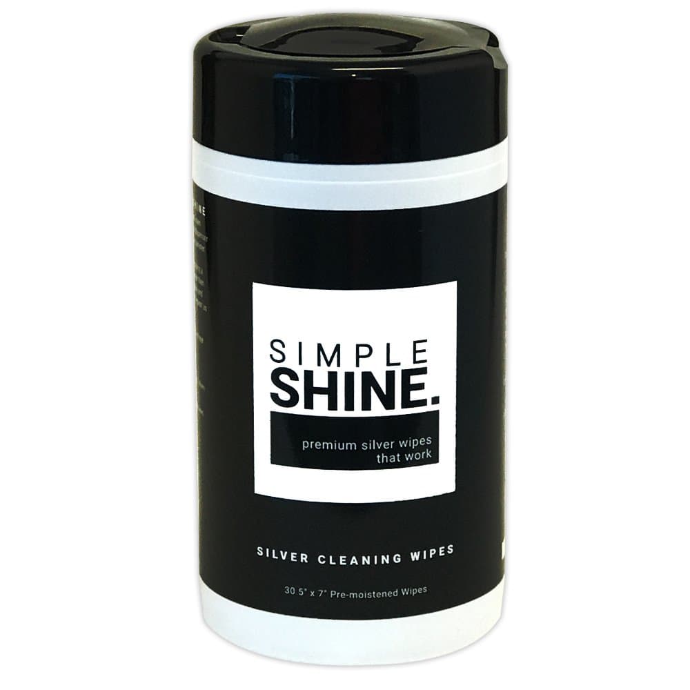 Simple Shine.Silver Cleaning Wipes, 100% Cotton Wet Polishing | Best for Sterling Jewelry, Silverware | Large 30 Count