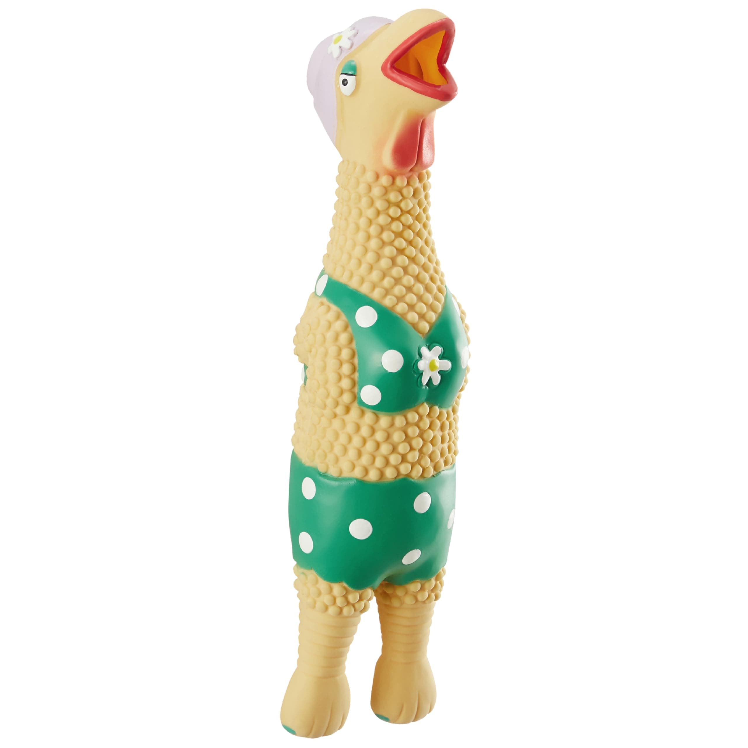 by Charming Pet Squawkers Grandma Hippie Chick Latex Squeaky Rubber Chicken Dog Toy, Funny Interactive Holiday Toy for Dogs, Large Size