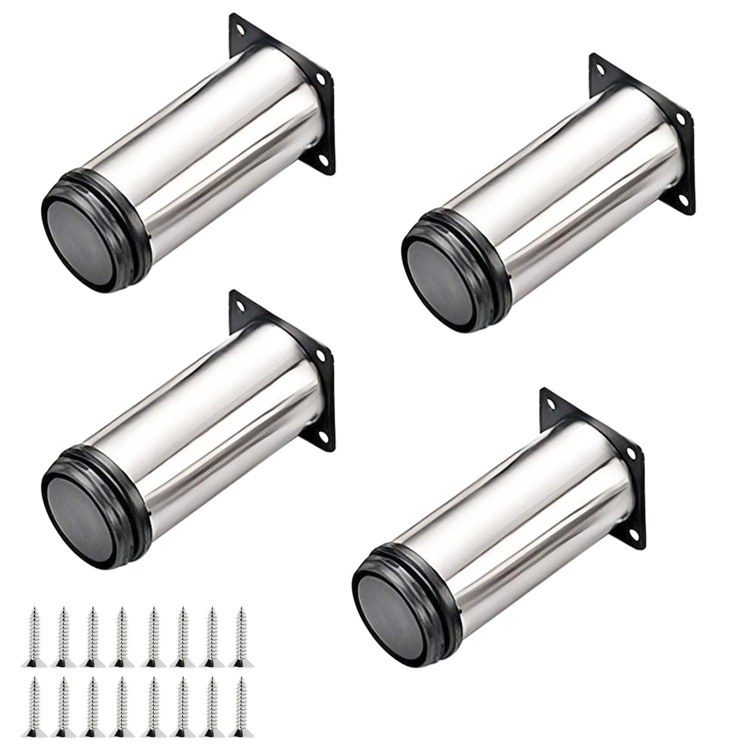 QRITY 4X 6 Inch Height Stainless Steel Cabinet Legs Kitchen Feet Worktop/Unit/Breakfast Bar/Desk Table Legs Furniture Legs - Adjustable Height