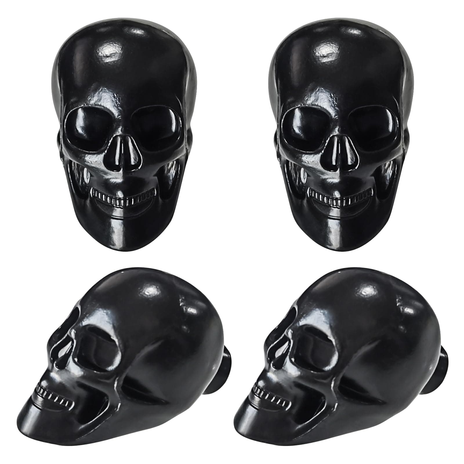 Vintage Skull Cabinet Knob,4 Piece Furniture Cabinet Handle for Kitchen Dresser Cupboard Wardrobe with Screws (Black)