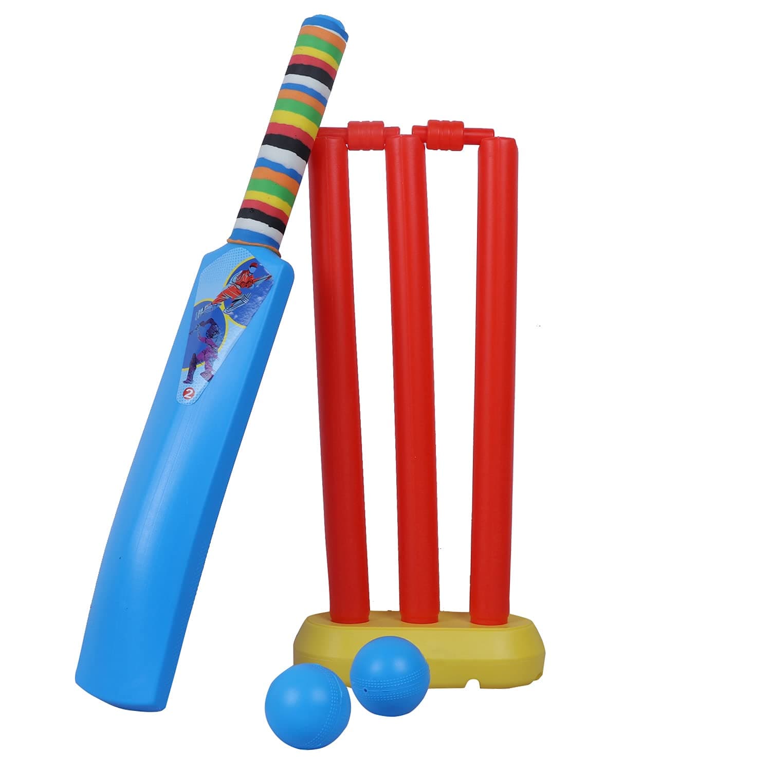 Plastic Cricket Kit for Kids Best Gift for Physical Activity for Kids 2 Year to 5 Year Baby Its First Cricket Set of Boys and Girls. It Includes 1 Bat,2 Ball, 3 Stumps, 1 Stand & 2 Bails