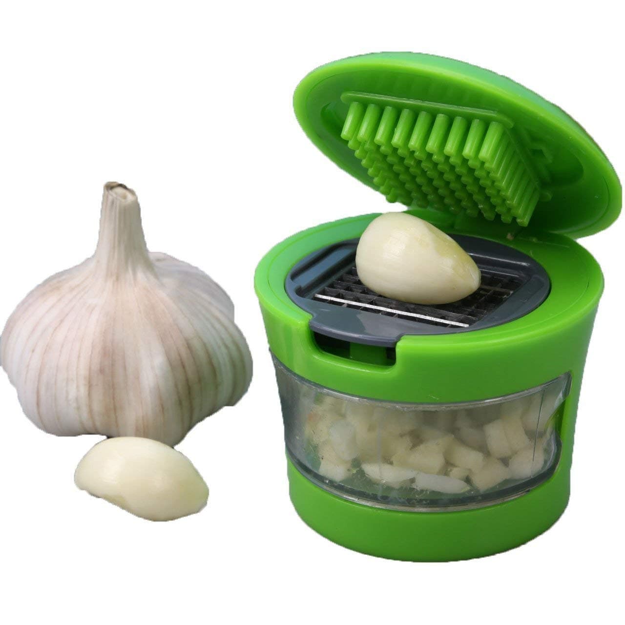 Multipurpose Easy Use Garlic Chopper, Ginger Chopper, Garlic Peeler Slicer, Mincer/Cutter/Crusher/Dicer/Garlic Press Stainless Steel Blades Mini Chopper for Kitchen