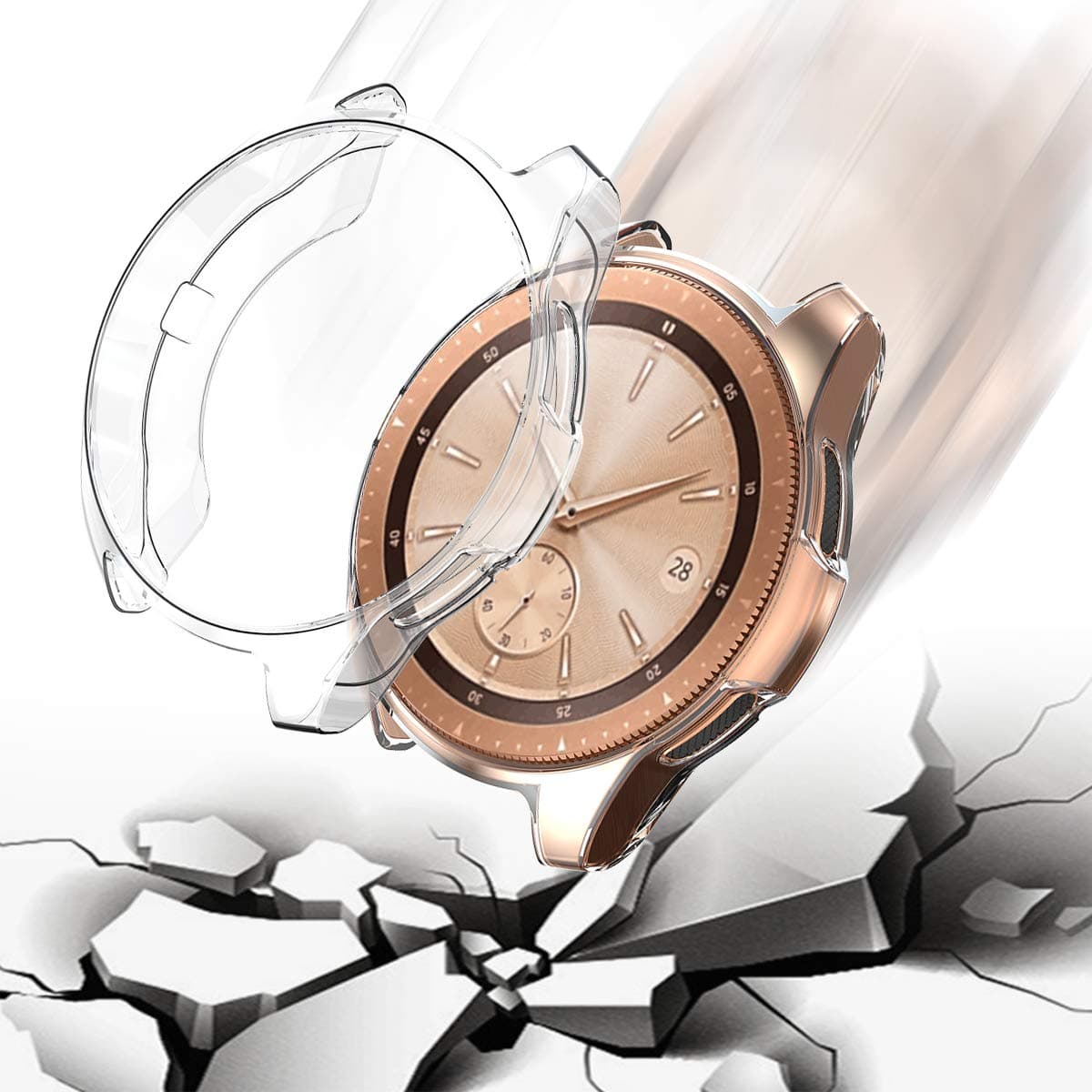 Case for Galaxy Watch 42mm, Haojavo Soft TPU Plated [Scratch-Proof] All-Around Protective Bumper Shell Protector for Samsung Galaxy Watch 42mm Bands Smartwatch Accessories