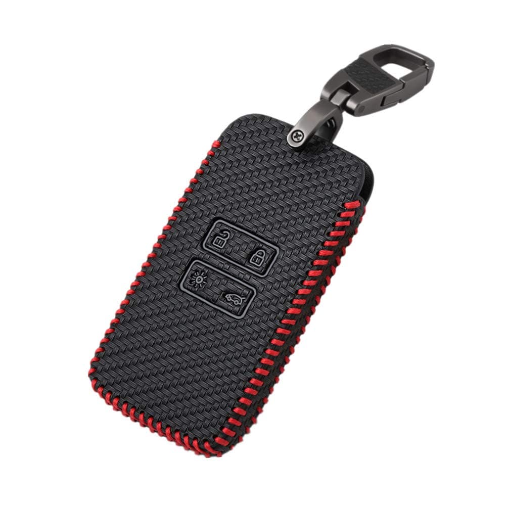 Carbon Fiber Style Leather Car Key Cover Cases keychain for Renault koleos Kadjar 4 Buttons Keyless Remote Control