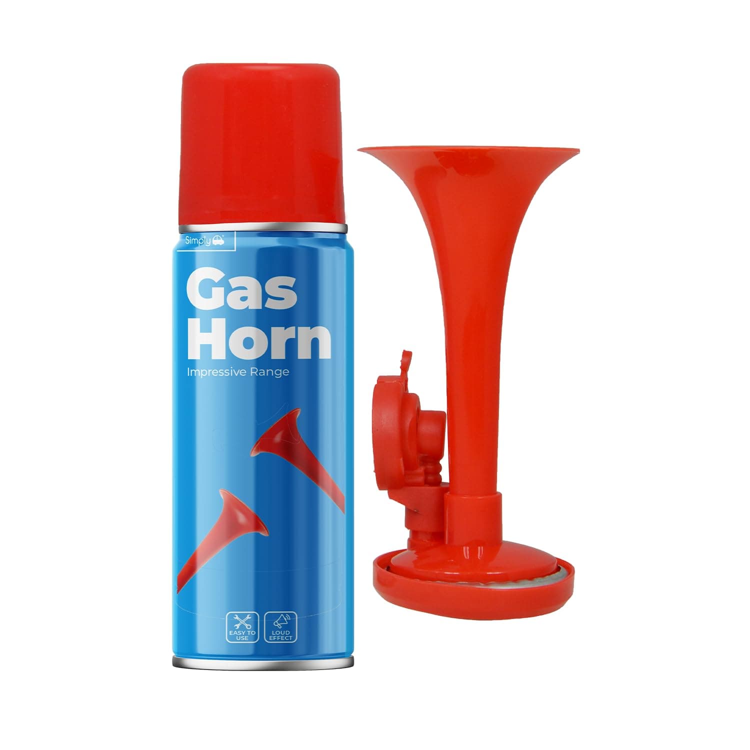 Simply Gas Trumpet Air Horn - Long Range for Emergency and Events - GH01, Red