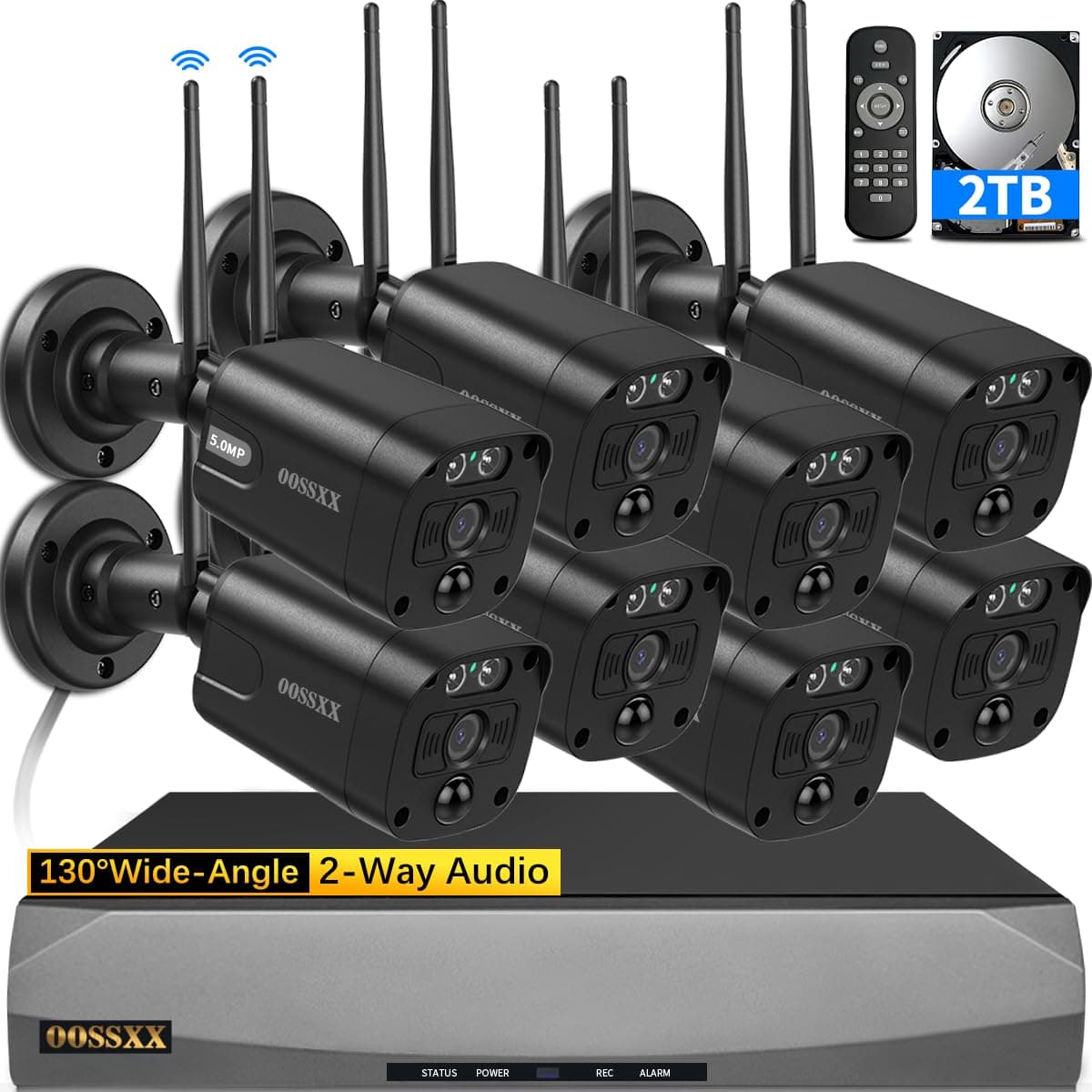(2-Way Audio & PIR Detection) 5MP Dual Antennas Outdoor Security Camera System Wireless WiFi Home Security System 3K Video Surveillance