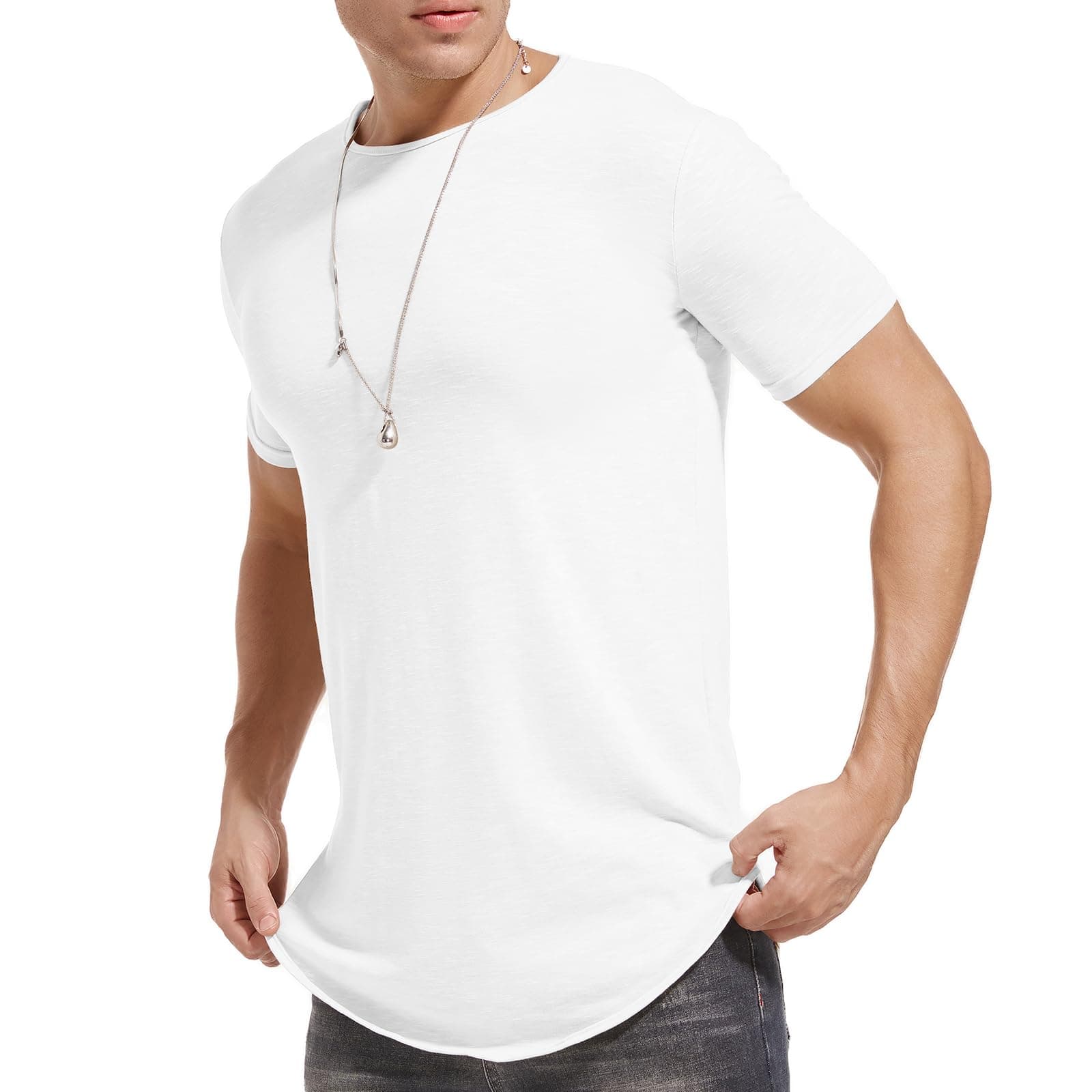 LIWEIKE Mens Hipster Hip Hop Swag Curve Hem Short Sleeve T Shirt