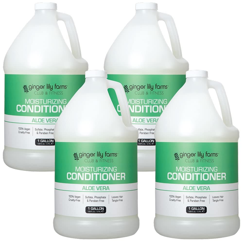 Club & Fitness Moisturizing Conditioner for Dry Hair, 100% Vegan & Cruelty-Free, Aloe Vera Scent, 1 Gallon Refill (Pack of 4)
