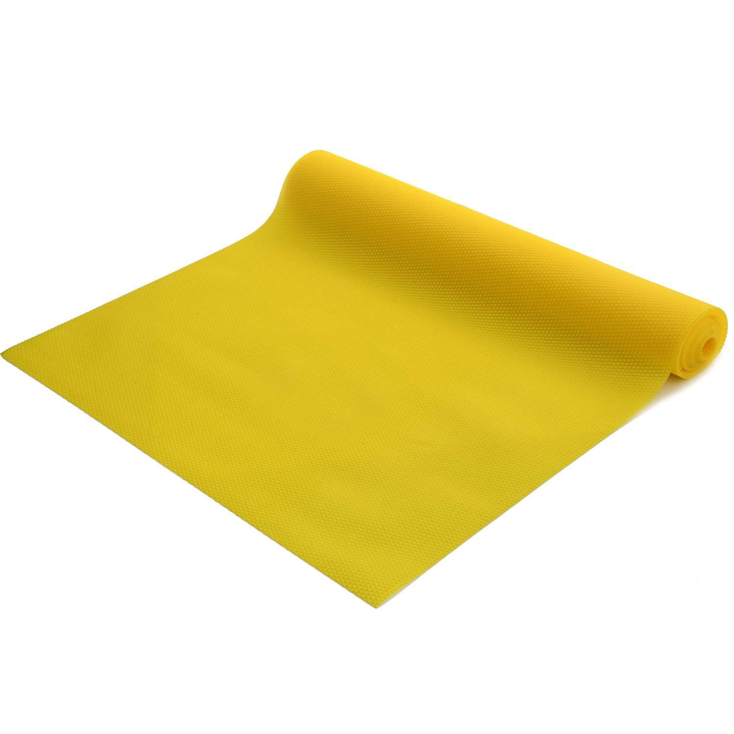 Kuber Industries Diamond Textured Anti Slip Mat|Waterproof Shelf Mat Liner Roll|Mat for Kitchen, Drawer & Cabinet|Sheet for Fridge, Bathroom|Easy to Cut 1.5 MTR Roll (Yellow)