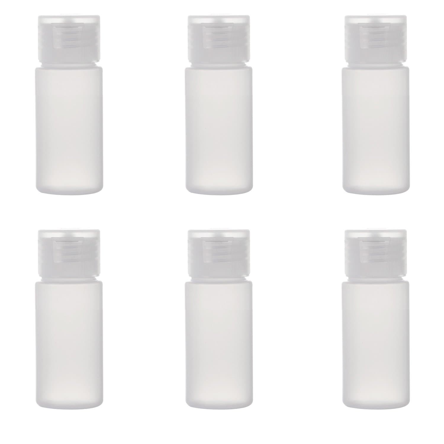 OTO Travel Size Plastic Empty Squeeze Bottles, 30ml (1 oz) Pack of 6 Liquid Containers with Labels