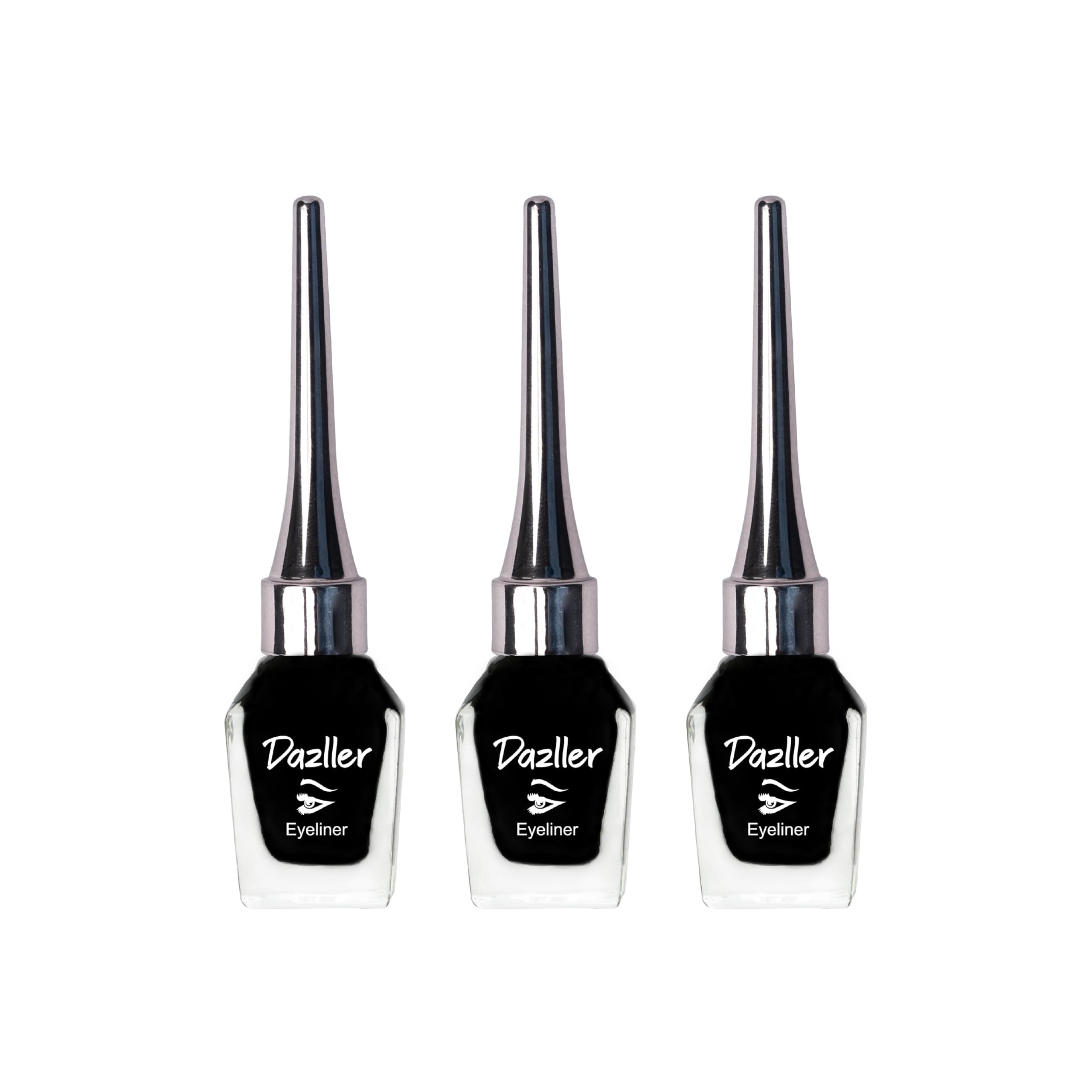 Dazller Eyeliner, 6.5mL (Pack of 3), Black, Velvet Matte, Washable, Water-resistant, Smudge-proof