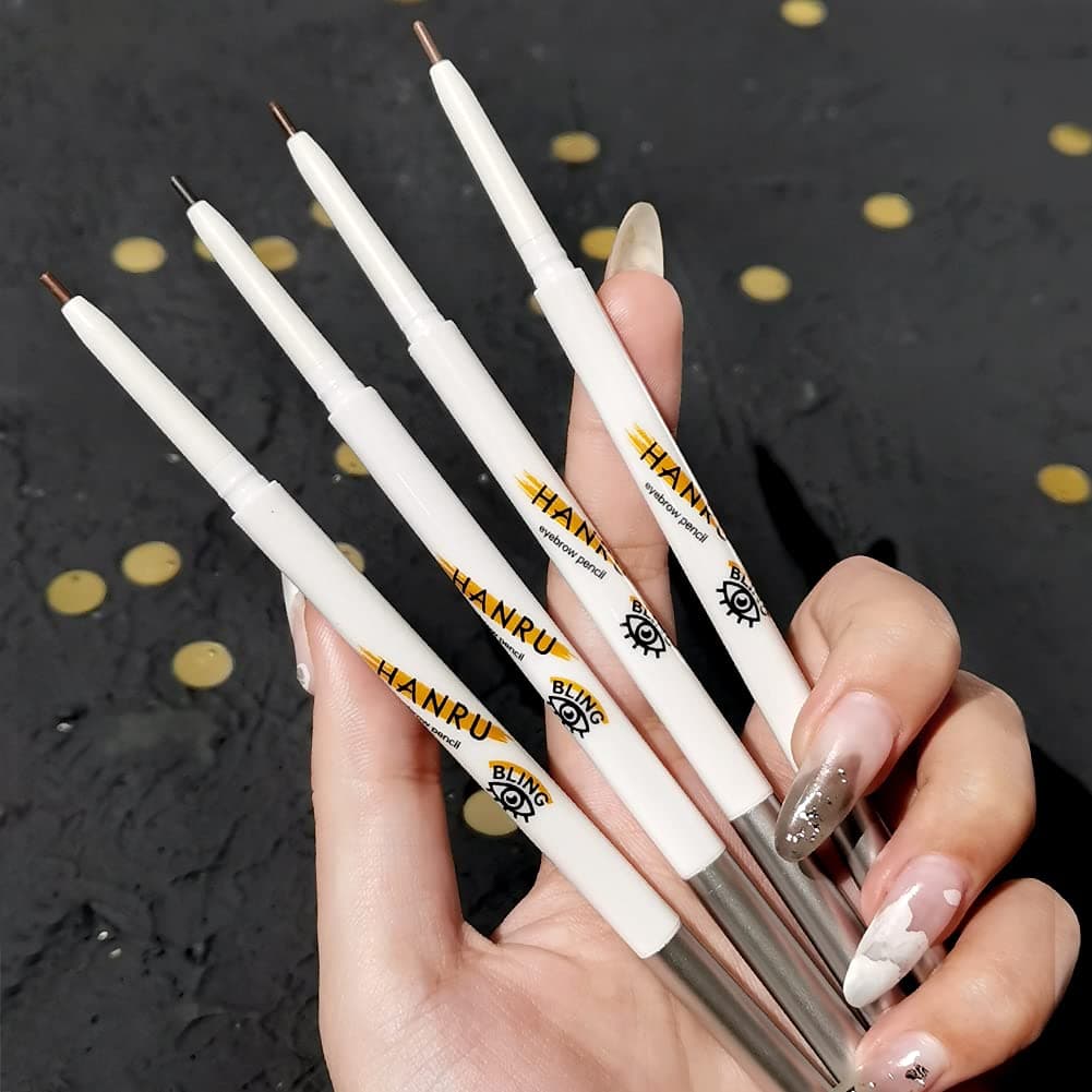 Eyebrow Pencil Dark Brown, Brown, Grey Brown, Black - GECOMO 4 PCS Eyebrow Pen Set, Brow Tint, Brow Pencil