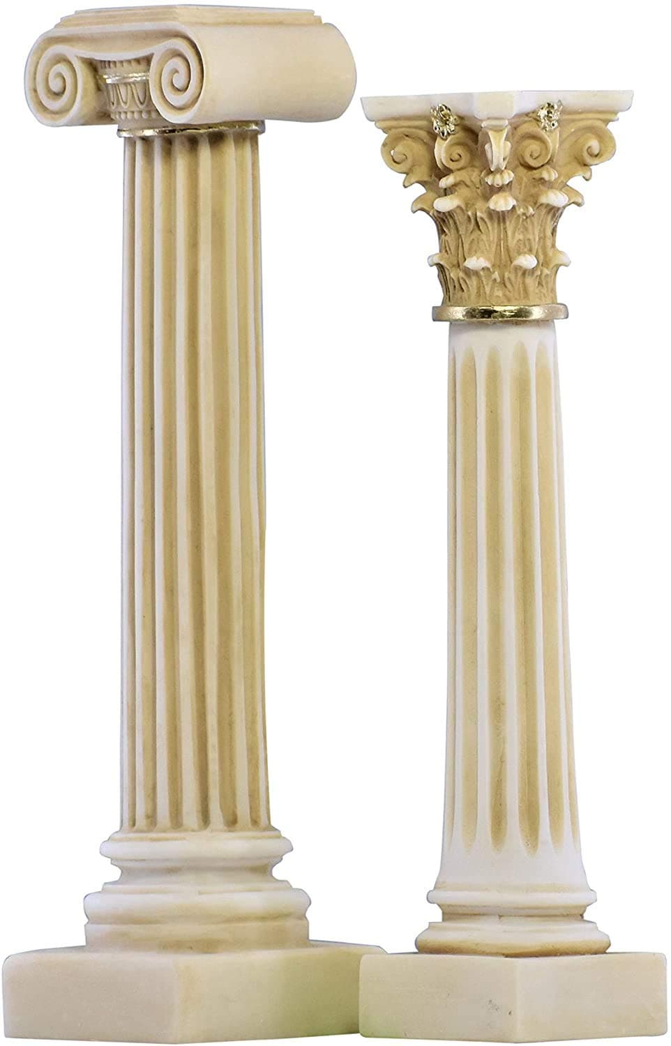 Set 2 Greek Columns Ionic & Corinthian Style Pillar Pedestal Decor Sculpture