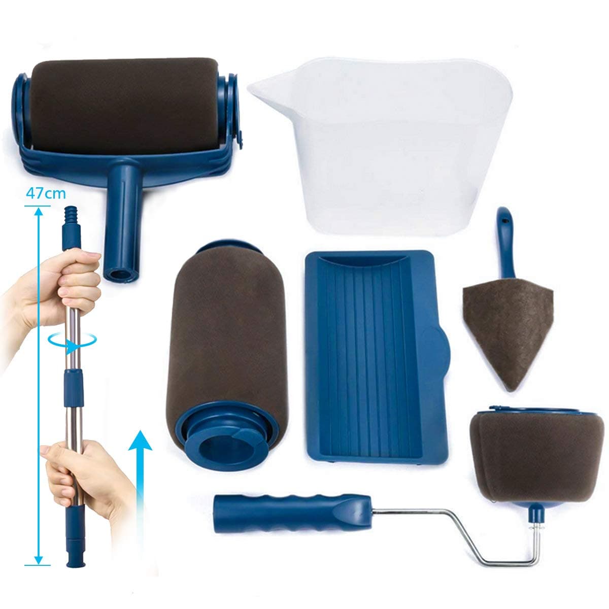 Paint Roller Brush Kit ARTISTORE Paint Runner Pro Brush with 2 Paint Runner Pro(1 replacement), Telescopic Poles, Handle Flocked Edger Room Wall Printing for Home Office(7 Pcs)