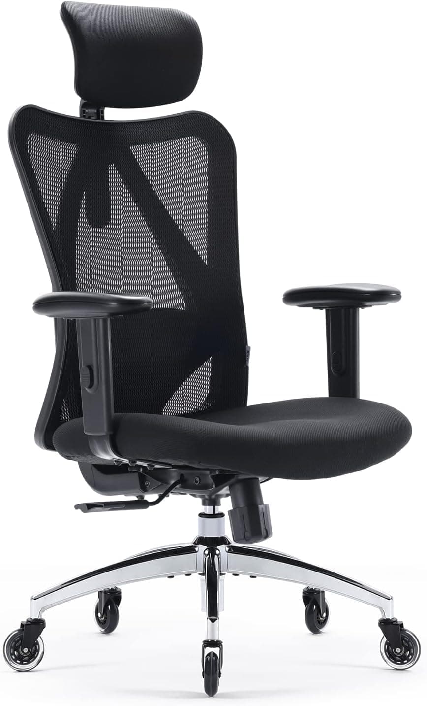 M18 Office Chair Ergonomic Desk Chair, Breathable Mesh Design High Back Computer Chair, Adjustable Headrest and Lumbar Support, Upgraded to Rollerblade Wheels (Black)