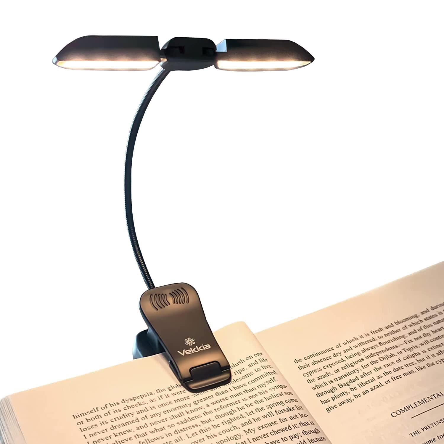 14 LED Rechargeable Book-Lights for Reading at Night in Bed, Warm/White Reading Light with Clamp, 180° Adjustable Mini Clip on Light, Lightweight Eye Care Book Lamp Perfect for Bookworms & Kids