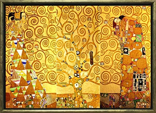Startonight Luxury Framed Art Gold Gustav Klimt Tree of Life 1905 Reproduction Dual View Surprise 19.69 Inch By 27.56 Inch Famous Collection Wall Art