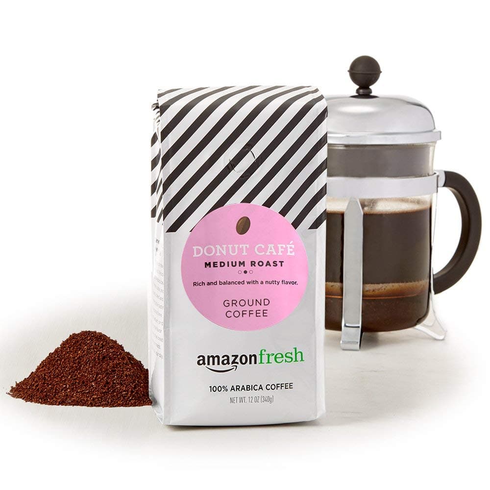 AmazonFresh Donut Cafe Ground Coffee, Medium Roast, 12 Ounce (Pack of 1)