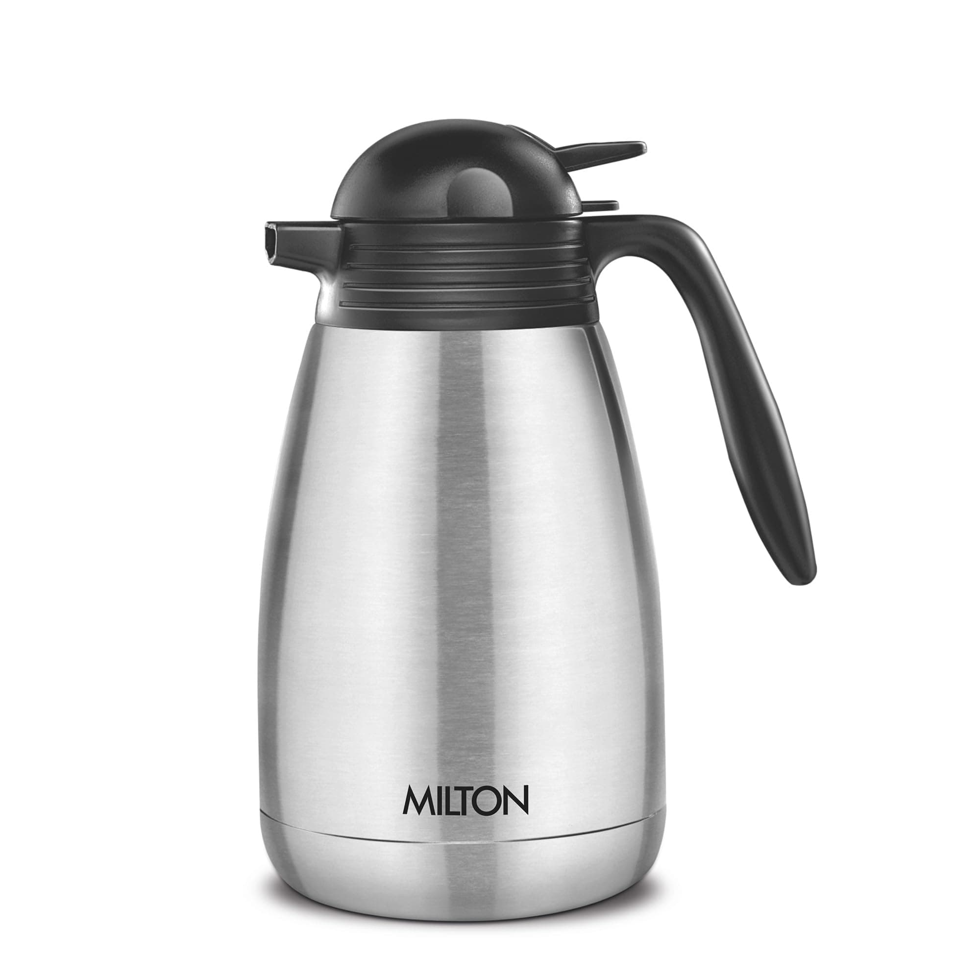 MILTON 1500ml Vacuum Insulated Tea/Coffee Pot with Press Lid, Keeps Drinks Hot and Cold for 24 Hours, 18/8 Stainless Steel, Double-Walled Thermos Flask with Inner Copper Coating - Carafe - Silver