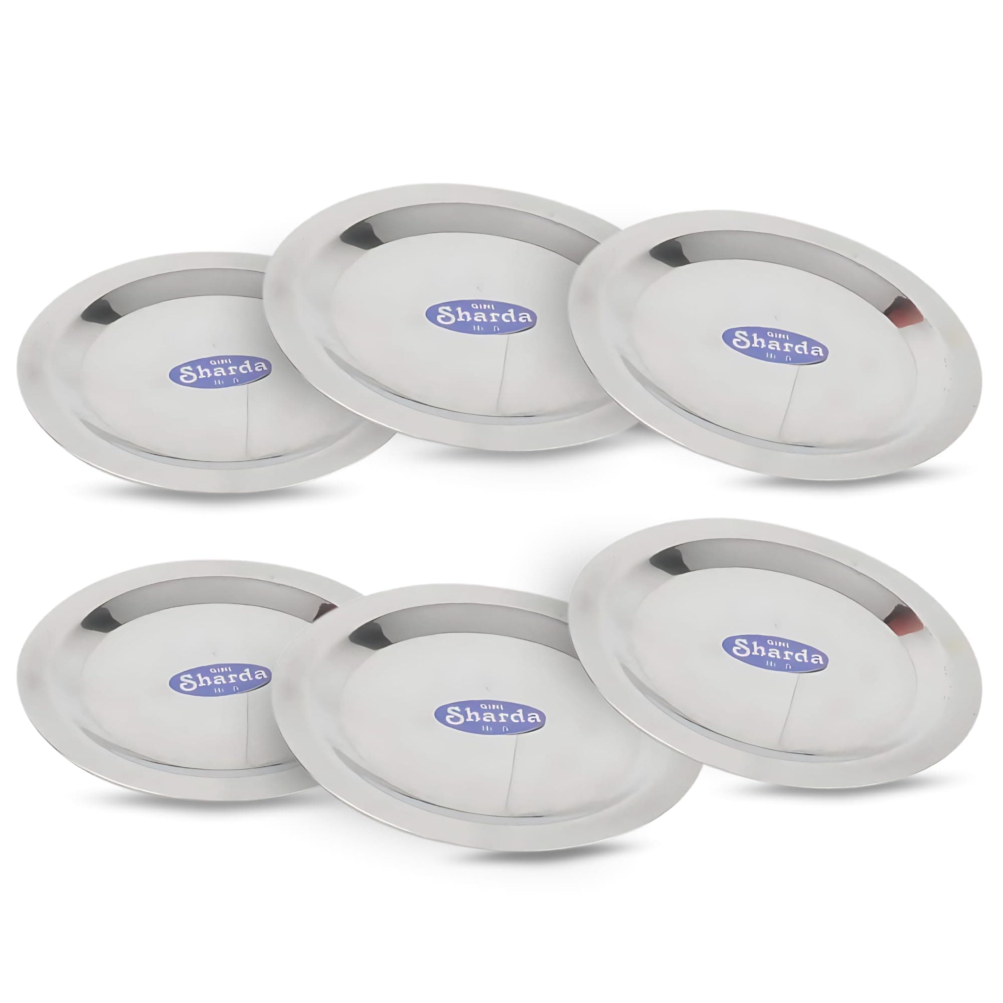 Sharda Metals Stainless Steel Set of 6 Heavy Gauge Ciba Lids, Multipurpose Round Ciba Covers for Cups, Tumblers, Glasses, Bowl and Coasters for Hot and Cold Drinks, BPA-Free, Food Grade, 5.1 Inch