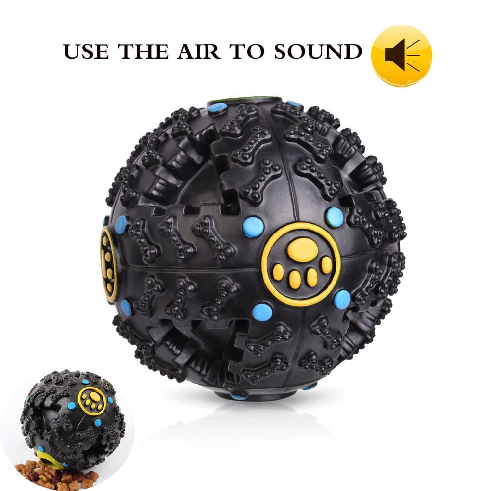 Trophy Teddy Pet Colors Eccentrics Leaky Globe Dogs Muffles Leakage Puzzle Balls Bite Sound Toys (S, black)