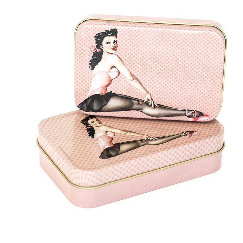 Metal Stash Tin Set of 2 (Pink Pin-Up Girl)