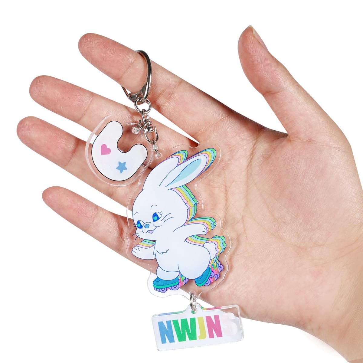 X9H8N9Bunny Keychain Pendant Chain Bunnies Keyring Kpop Merchandise, Colours, 6.85cm*5.3cm, Art Deco
