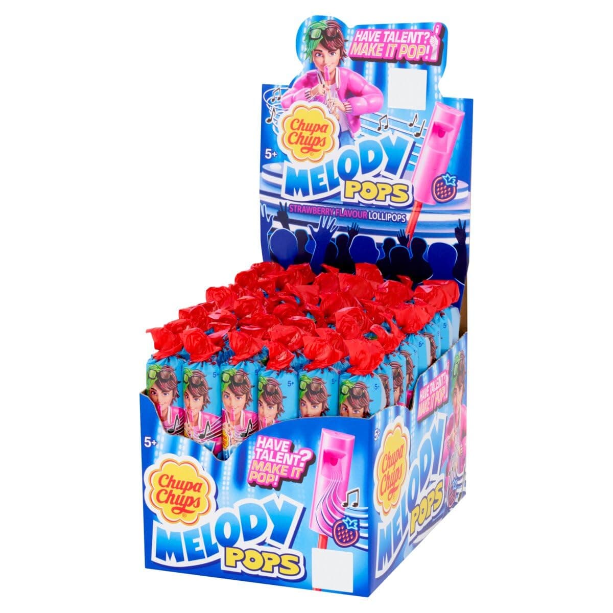 Chupa Chups Melody Pop Lollipops, Strawberry Flavoured & Musical Party Sweets, Suitable for Vegetarians - 48 Lollies