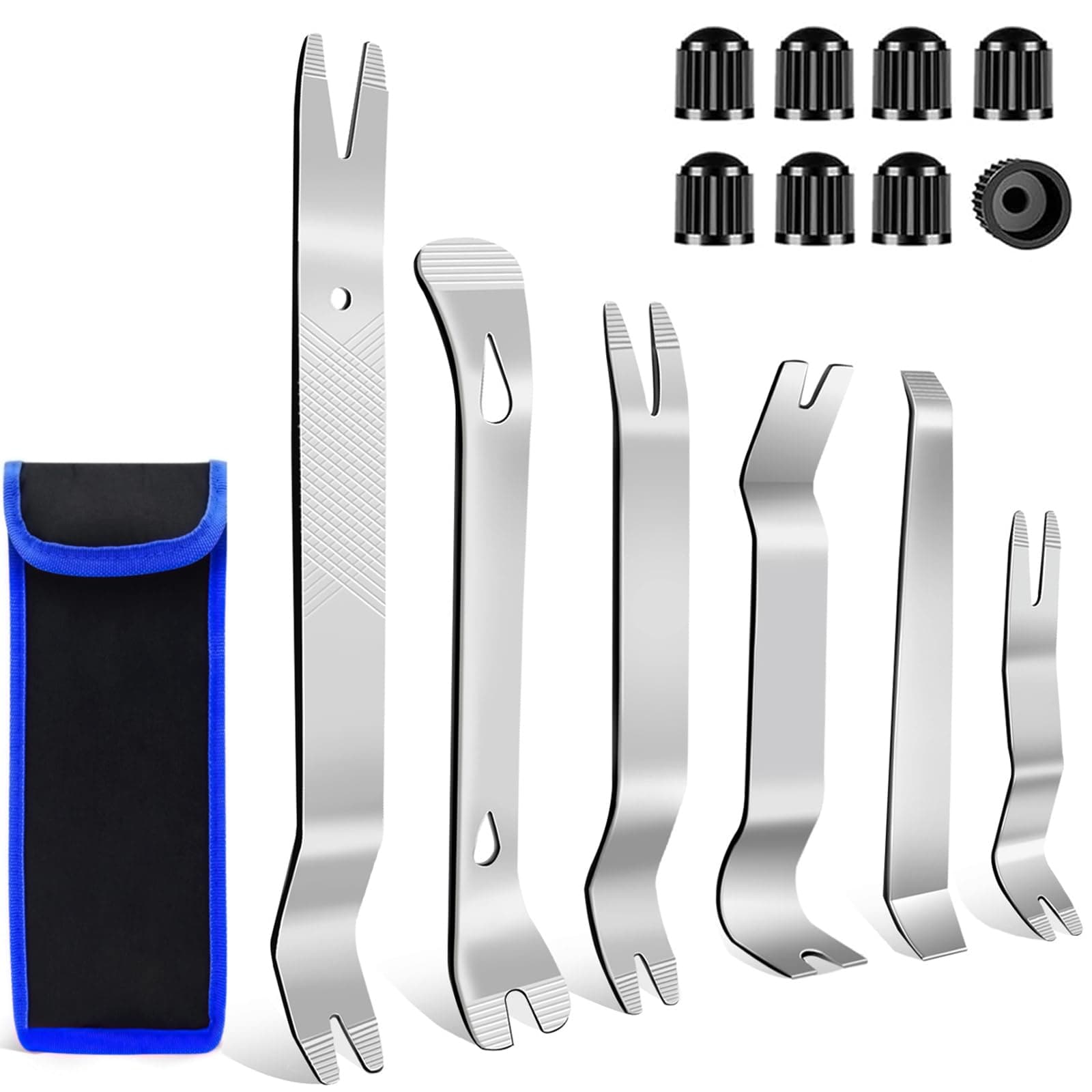 DWH Car Pry Tools Metal 14 Pcs - Auto Trim Removal Tool Kit for Door Dash Panel Radio Audio Speaker, Universal Vehicle Remover Pry Bar