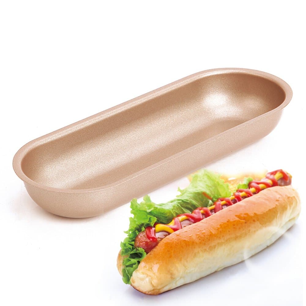 7-Inch [Non-Stick] Metallic Hotdog Buns Pan Baking Mold - Easy Home Hot Dog Bread Maker