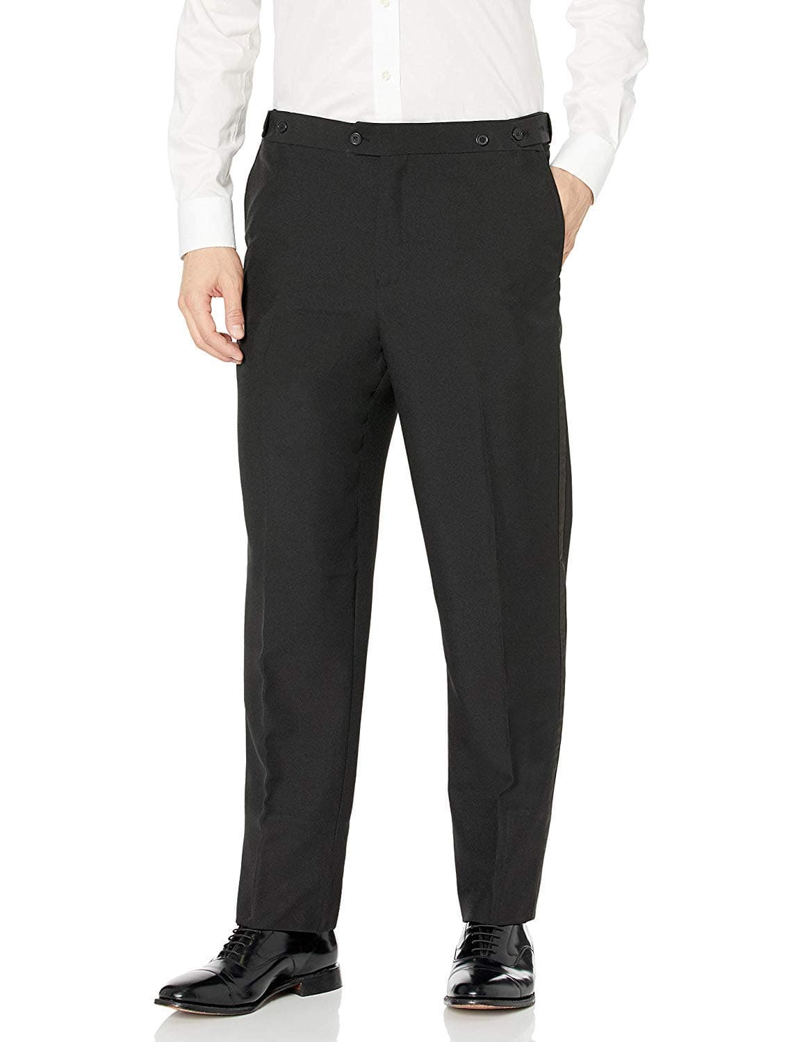 Bocaccio Uomo Men’s Classic Fit Flat Front Tuxedo Pants - Comfort Fit Expandable Waist - Open Bottom