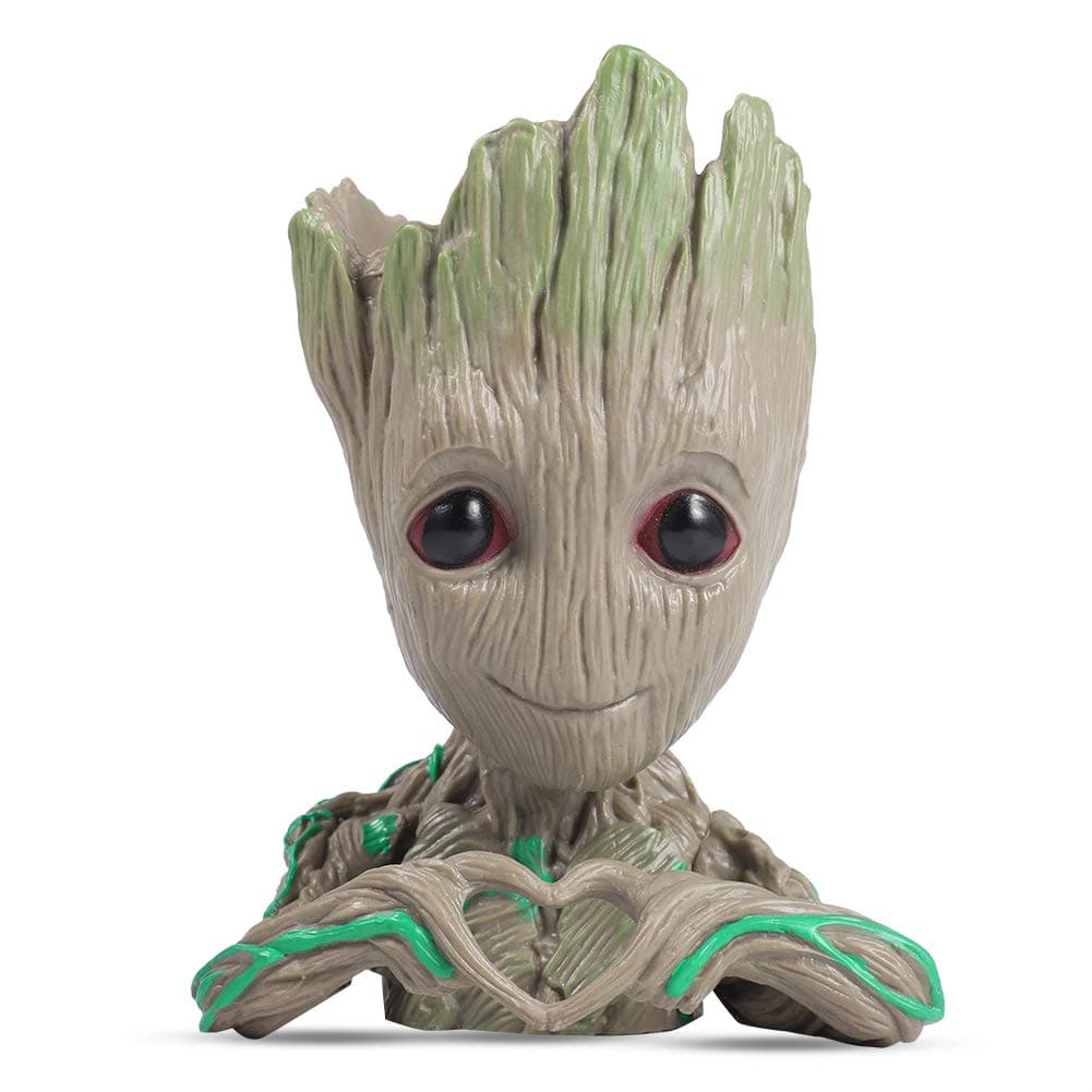 Flowerpot Treeman Heart-Shaped Groot Succulent Planter Cute Green Plants Flower Pot with Hole Pen Holder