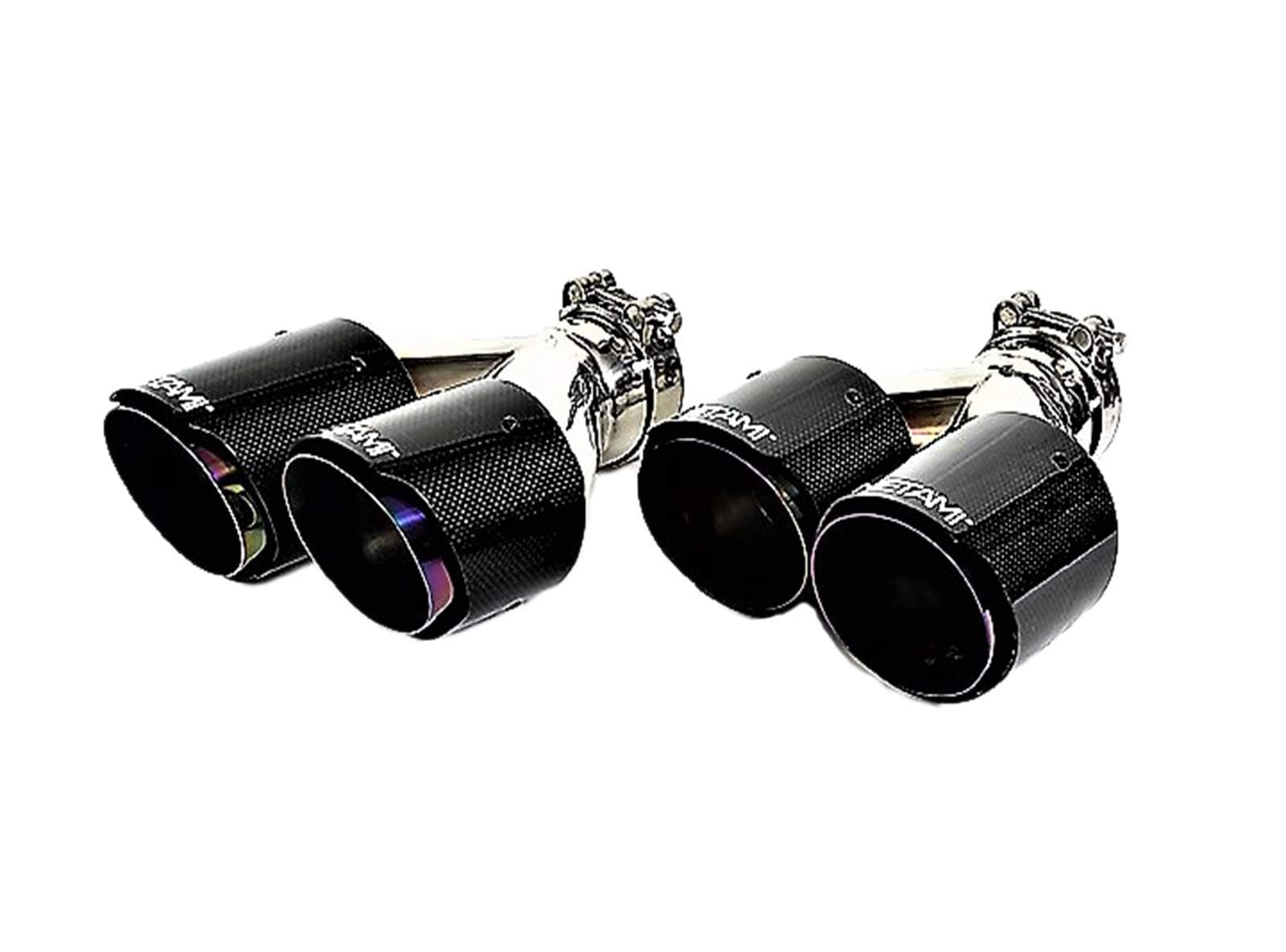 NETAMI NT-2557 Dual Glossy Carbon Fiber Exhaust Tip Chameleon Color, 2.5" Inlet, 3.5" Outlet A Pair