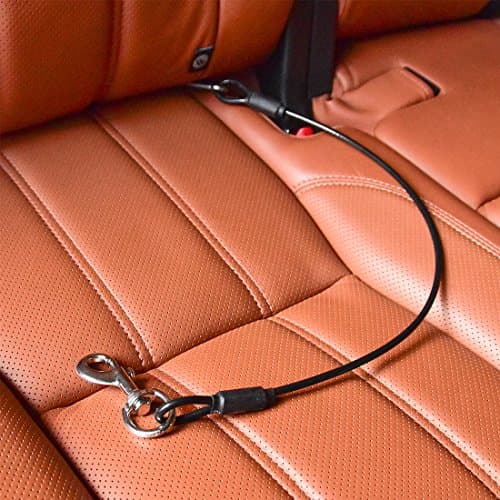 Dog Car Seat Belt Restraint CHEDE NO-Chew Pet Dog Cat Heavy Duty Car Vehicle Seatbelt- 4 Sizes - Coated Steel Rope to Prevent Chewing for Small to Large Dog