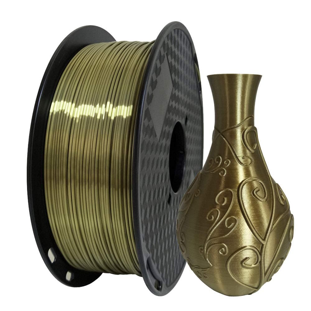 Silk Antique Gold PLA Filament 1.75 mm 1KG 3D Printer Filament 2.2LBS 3D Printing Material Silky Shiny Metallic Metal Bronze Brass Old Gold Color PLA