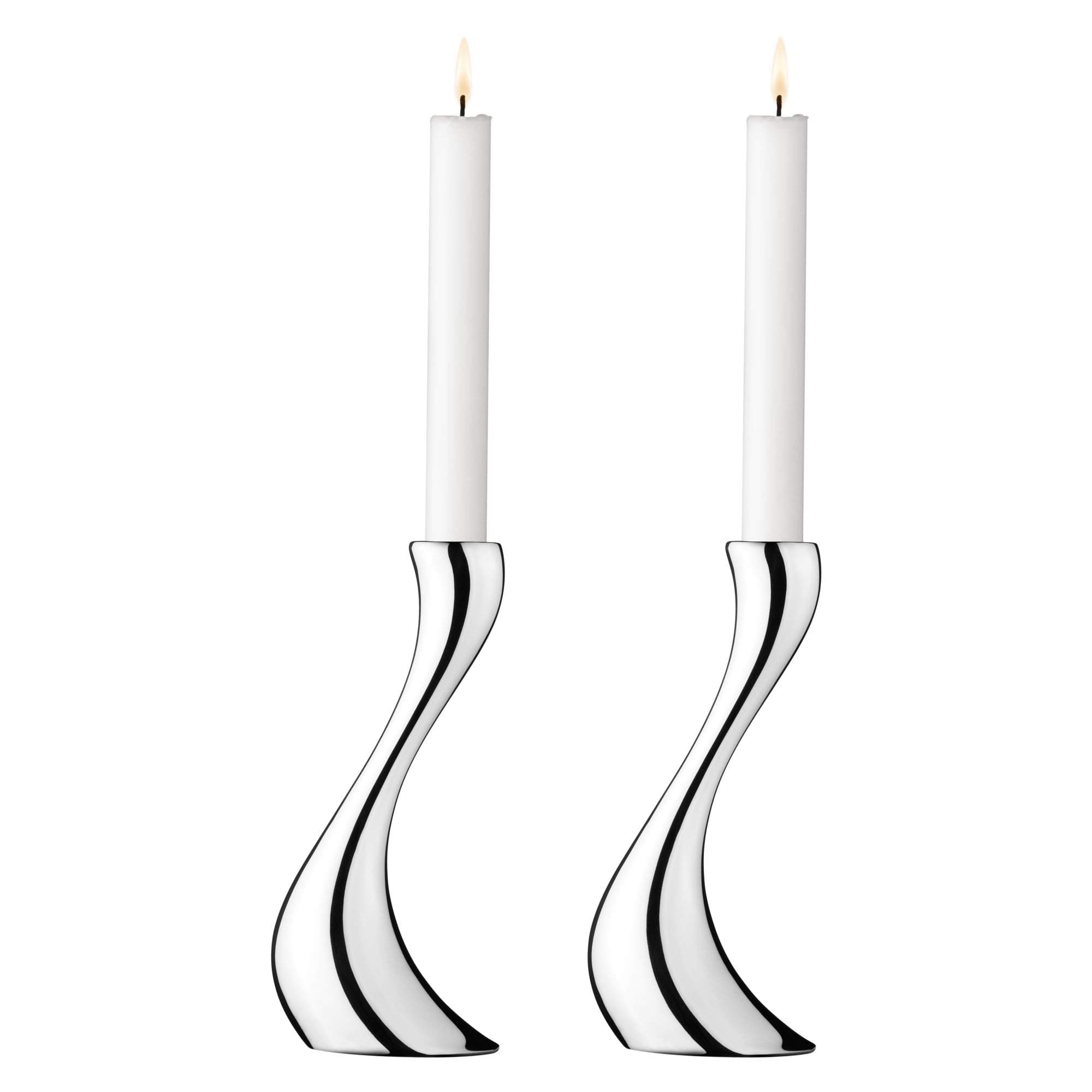 Georg Jensen Cobra Medium Candlestick - Mirror Polished Stainless Steel - Designed by Constantin Wortmann - Elegant Candleholder - 20 x 8 x 9 cm