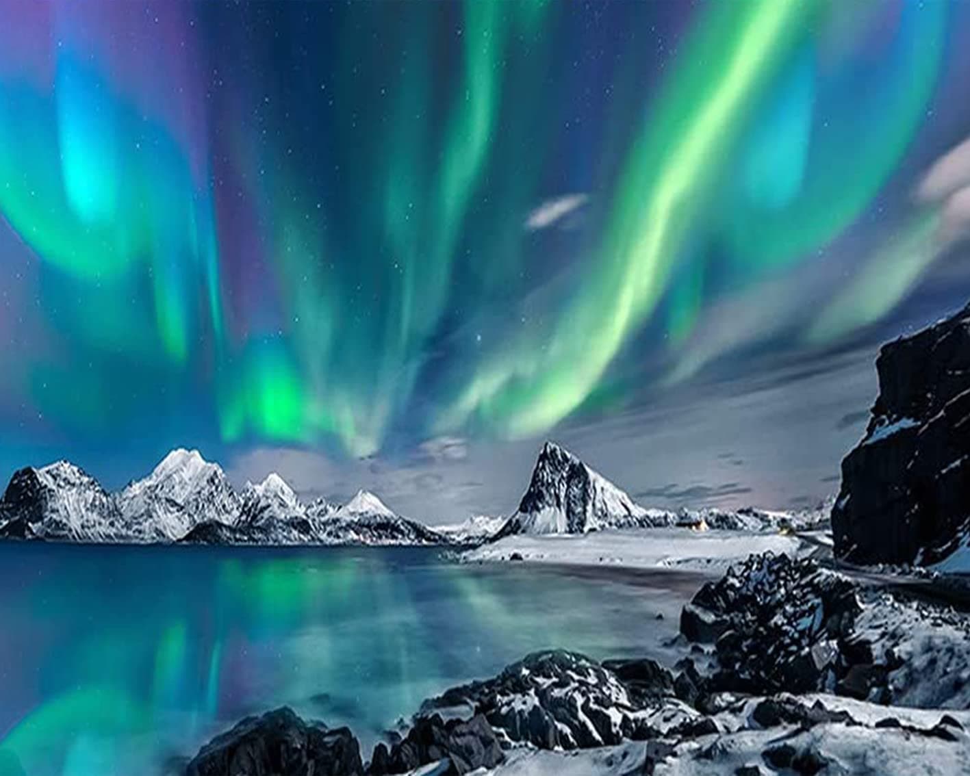 TISHIRON Paint by Numbers for Adults, Aurora Adult Paint by Number, Snow Mountain Paint by Numbers for Adults Kids and Beginner, 16x20 inch Flameless Oil Painting Kits Gift for Kids and Adults