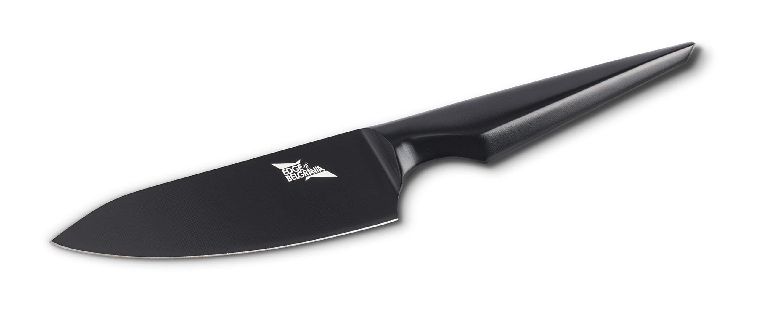 Edge of Belgravia Galatine Black Non Stick Stainless Steel Knife Ergonomic Grip Heavy Feel (Chef Knife 6")