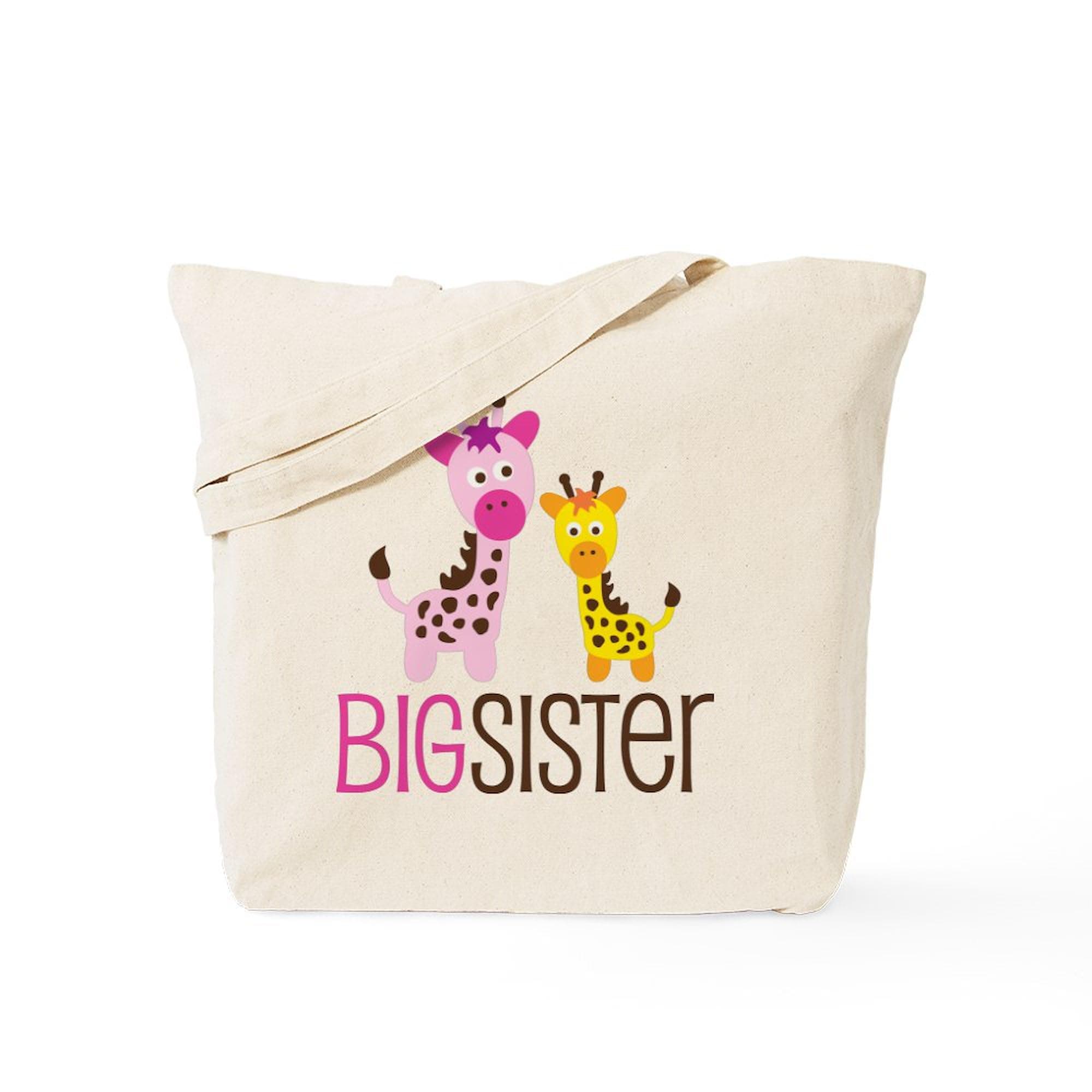 CafePress Giraffe Big Sister Tote Bag Reusable Natural Beige Canvas Shopping Bag