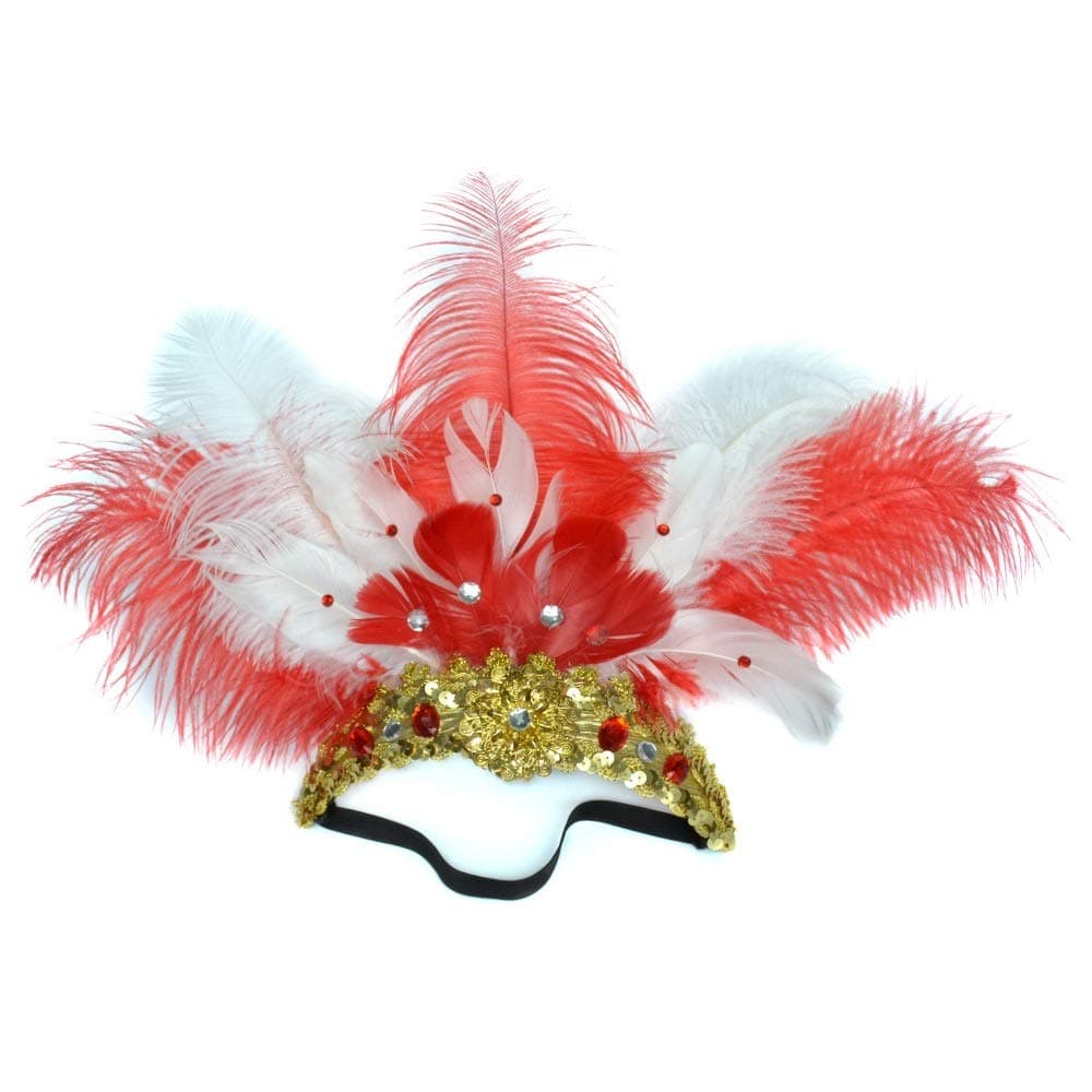 Qian Mei Jia Handmade Custom Dance Headdress Masquerade Ostrich Feather Headdress Perform Hair Hoop Carnival Headwear