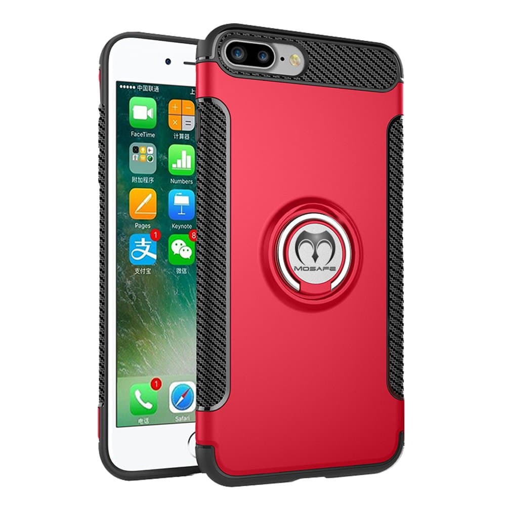 iPhone 7 Plus Case, iPhone 8 Plus Case, Mosafe 360° Ring Holder Kickstand Shockproof Magnetic Protective Back Cover Bumper for Apple iPhone 7 Plus, Apple iPhone 8 Plus (Red)