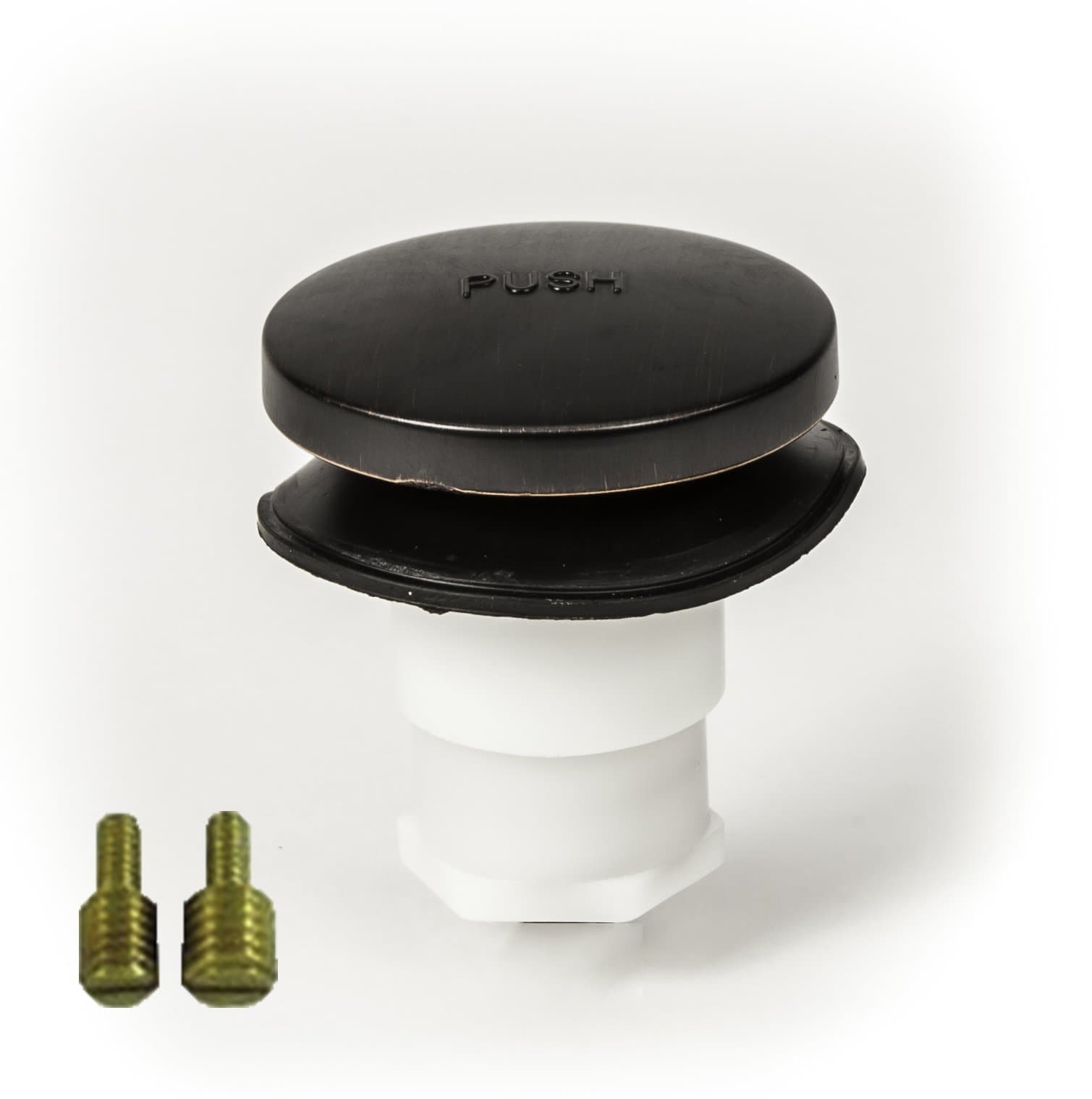 PermaFLOW PF WaterWorks PF0935-ORB Universal Touch (Tip Toe or Foot Actuated) Bathtub/Bath Tub Drain Stopper includes 3/8" and 5/16" Fittings, No Hair Catcher, Oil Rubbed Bronze