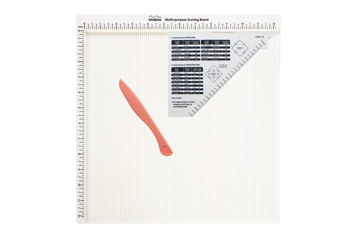 BiraBira Bira 12 X 12 inch Multi-Purpose Scoring Board with Envelope Maker and Scoring Kinfe(inch Measurement) Craft Scorer Envelope Tool Envelope Box Maker.