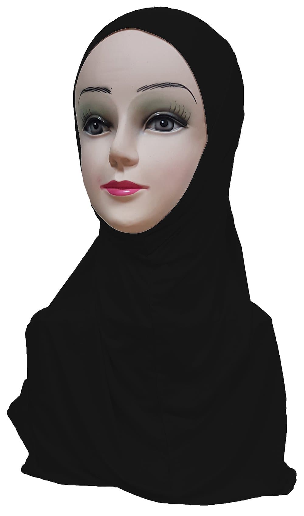 Women's Silky Amira Hijab Two Piece - Plain Color - Black (L:1775C)