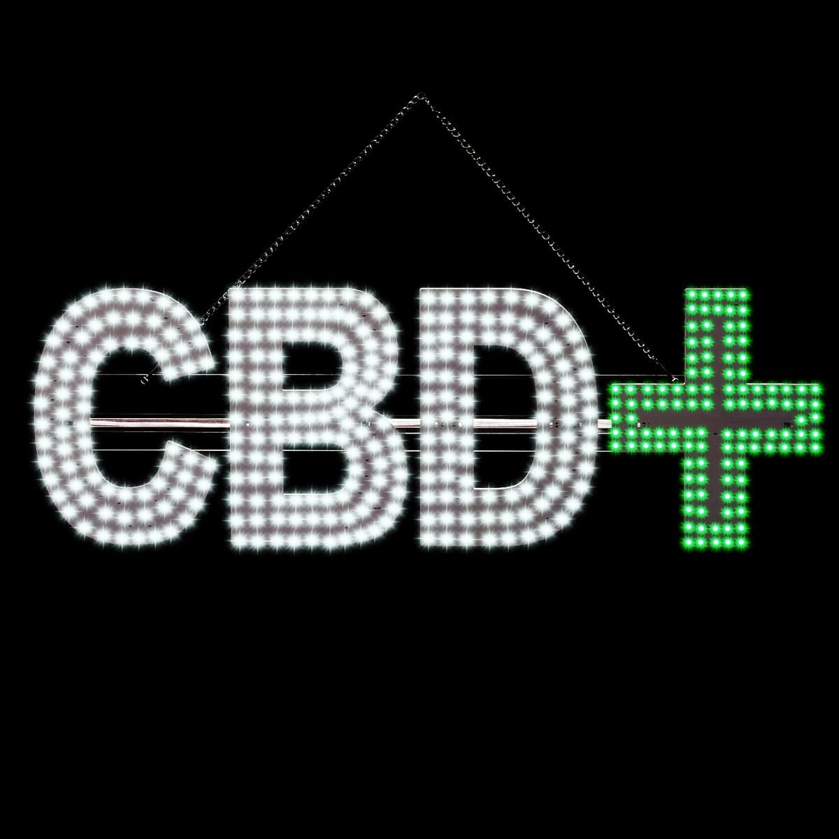 30"x10" Large LED CBD+ Sign for Smoke Shops - Super Bright Unique Design With Hanging Installation, High Visibility for Stores, Retail Shops, Window