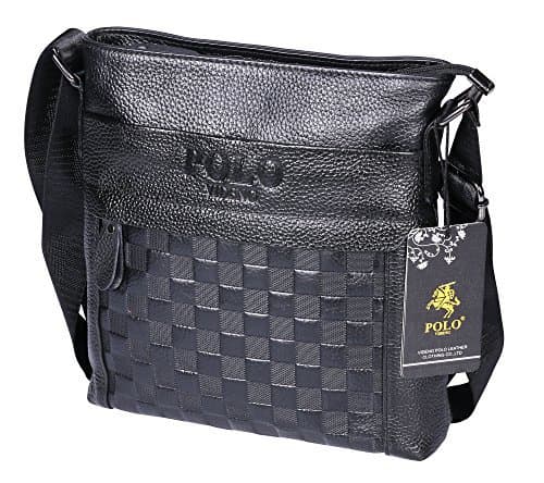 VIDENG PS33 Top Grain Genuine Cow Leather Business Brifecase Messenger Crossbody Shoulder Bag for Men (VS4-black)