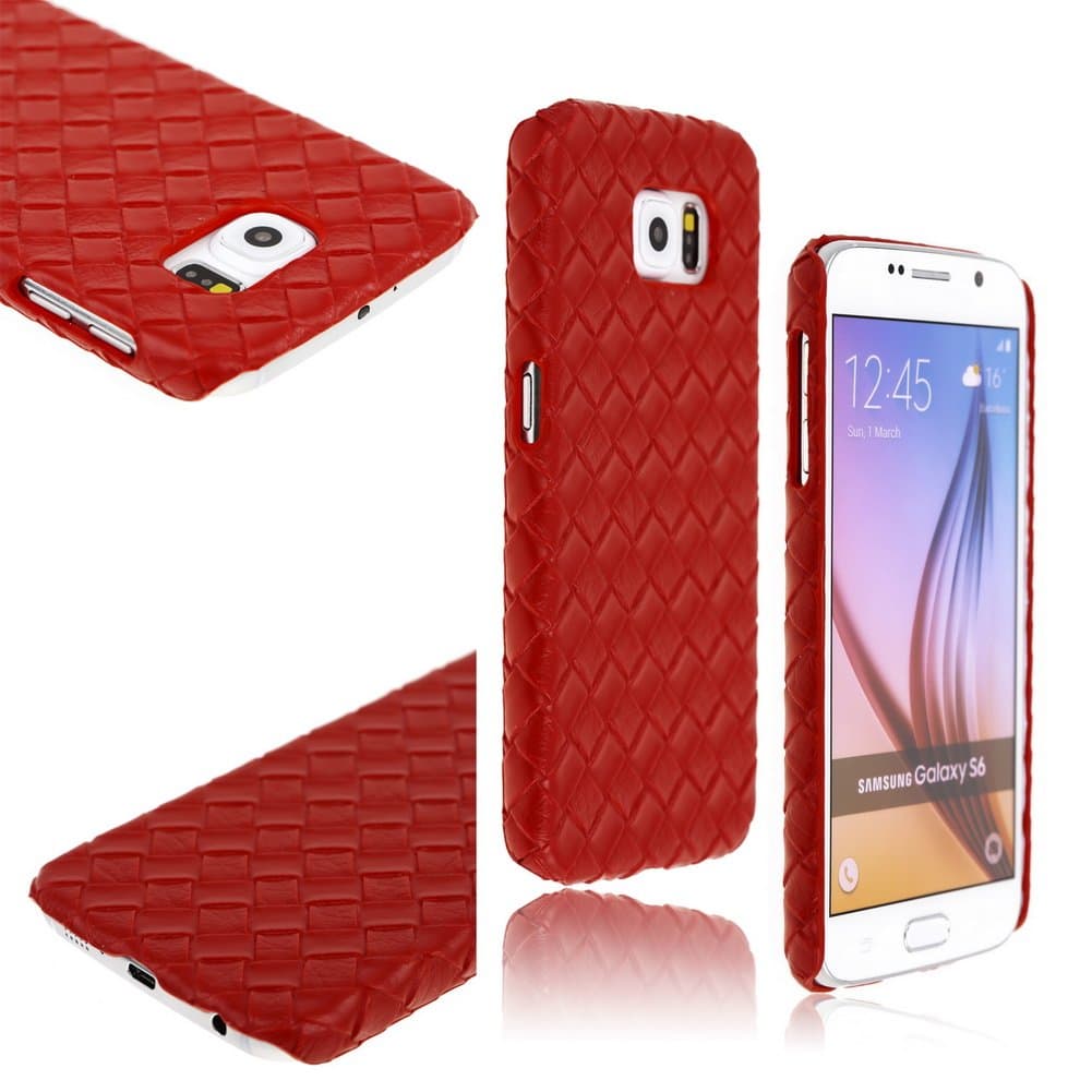 Foreve r Love 2015 Brand New Woven Pattern Plastic Hard Back Case Cover for Samsung Galaxy S6 G9200 - Red