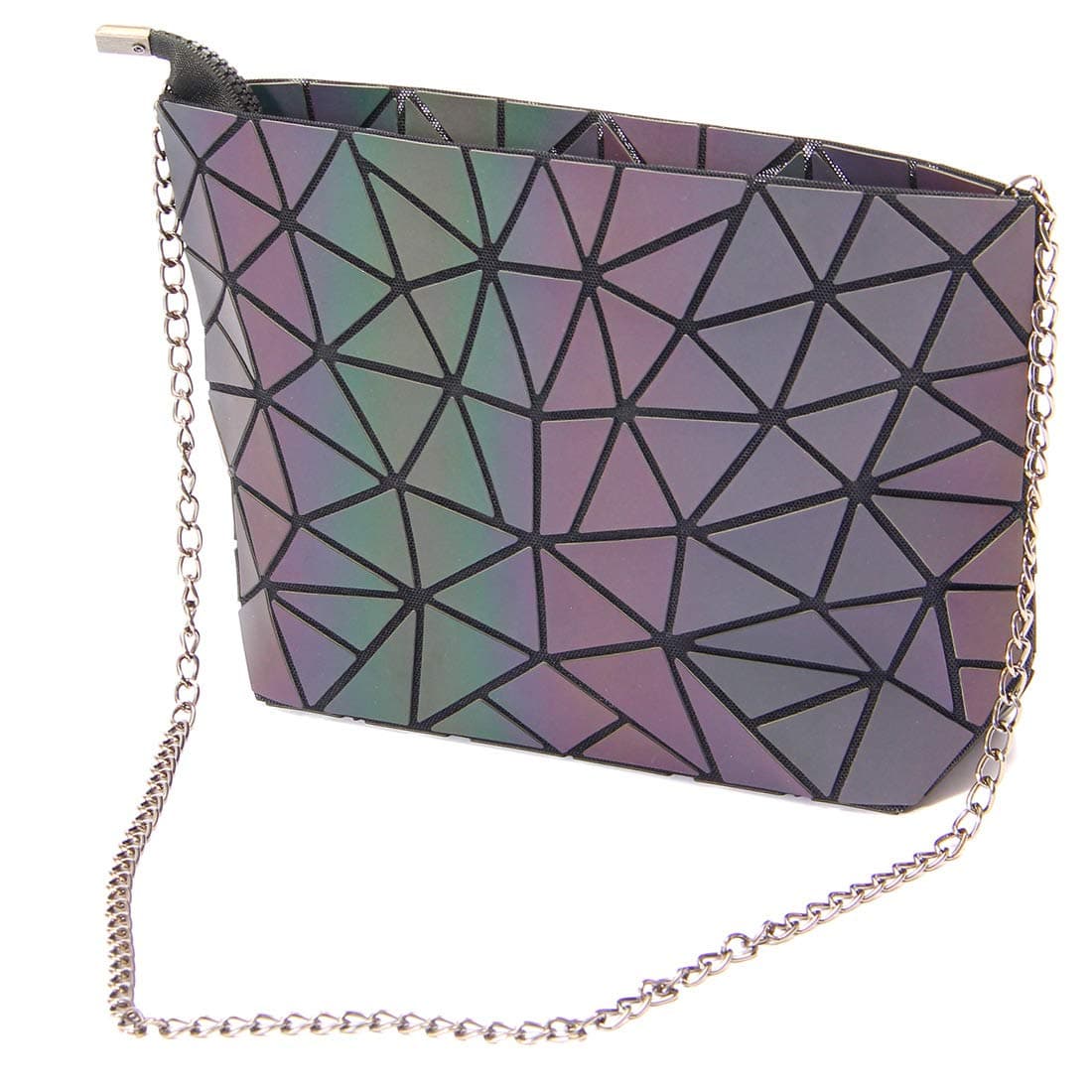 Women Holographic Laser Envelope Clutch Handbag Shoulder Bag Purse