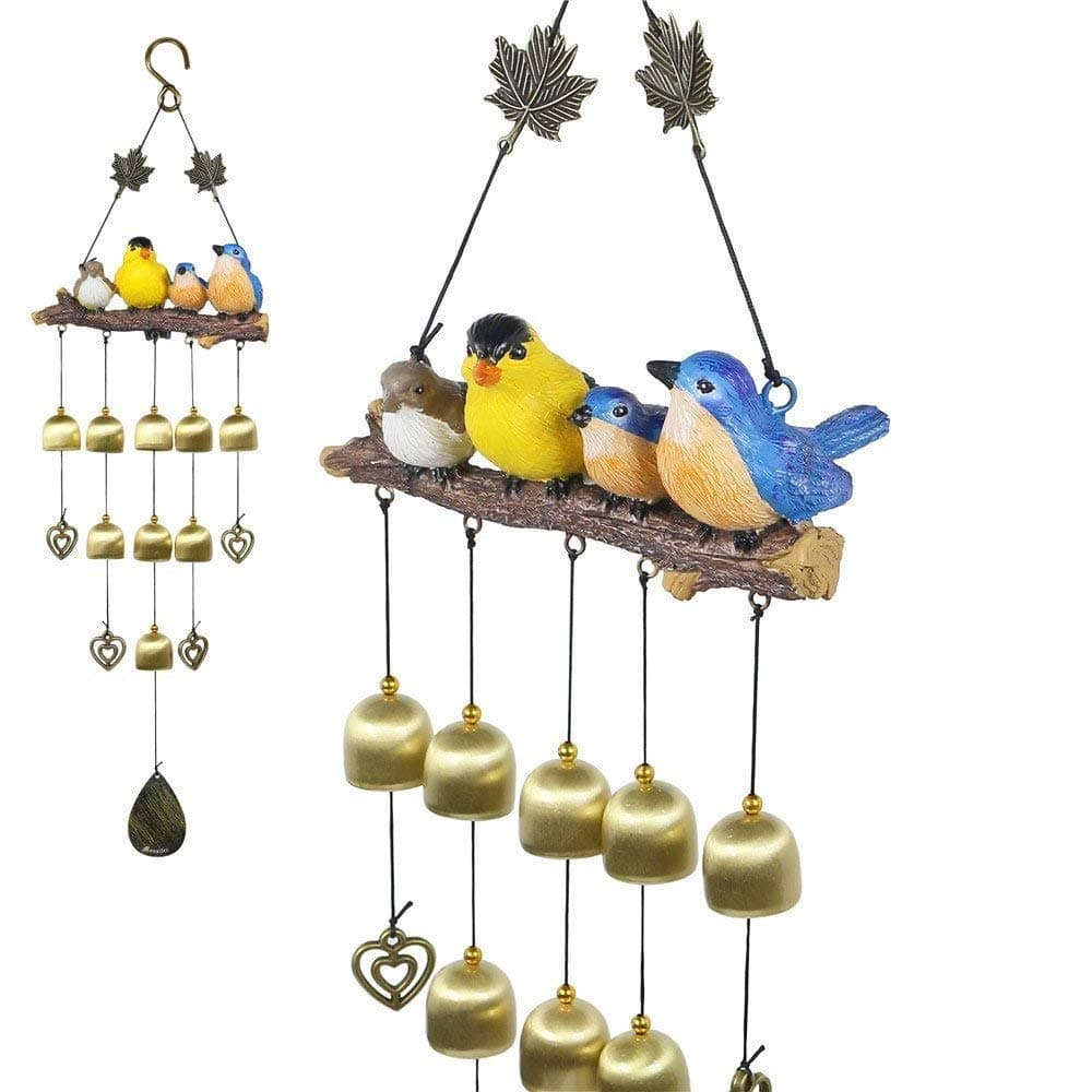 Monsiter Wind Chimes with Birds Decoration Outdoor Garden and Home Decor-Blue