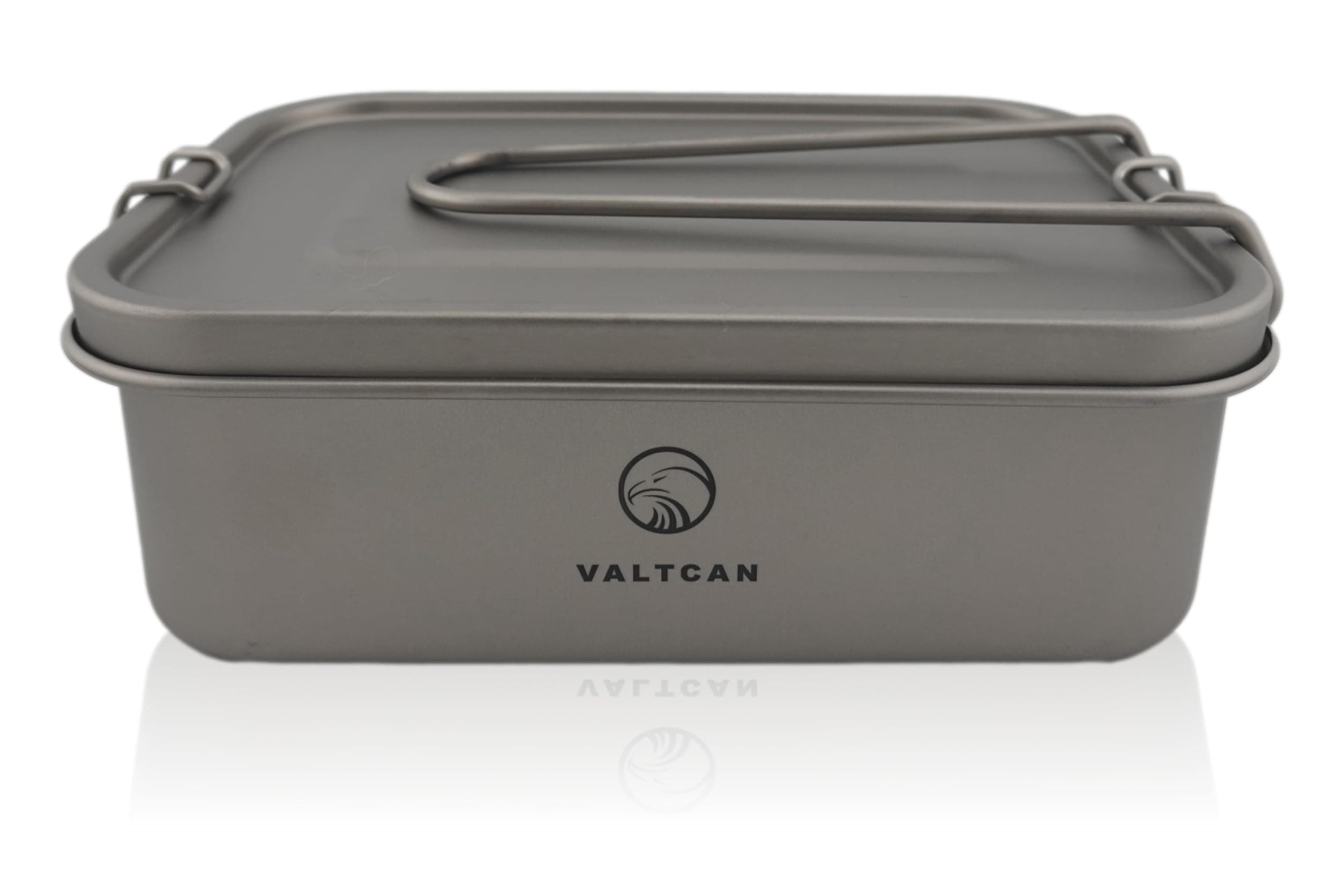 Valtcan Titanium Camping Lunch Bento Box 1200ml with Airtight Lid Seal and Cover Folable Handle for Heating on Fire Camp Backpacking Container 40 oz Ultralight Weighs 254g